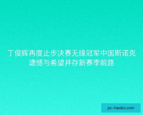 丁俊晖再度止步决赛无缘冠军中国斯诺克遗憾与希望并存新赛季前路