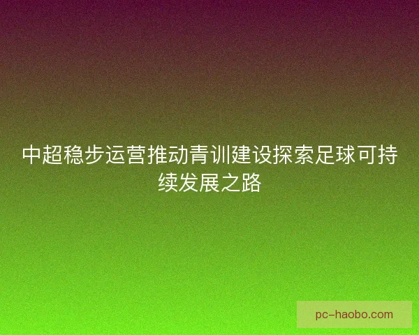 中超稳步运营推动青训建设探索足球可持续发展之路