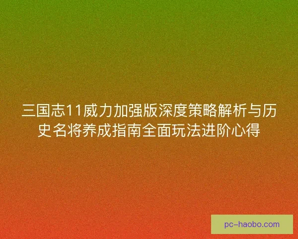 三国志11威力加强版深度策略解析与历史名将养成指南全面玩法进阶心得 三国志11威力加强版深度策略解析与历史名将养成指南全面玩法进阶心得