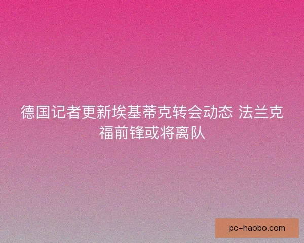 德国记者更新埃基蒂克转会动态 法兰克福前锋或将离队 德国记者更新埃基蒂克转会动态 法兰克福前锋或将离队